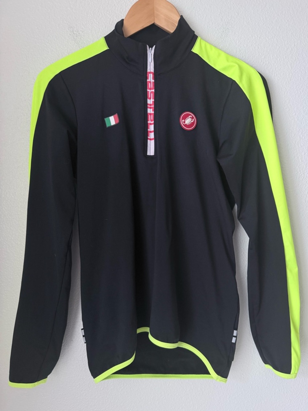 Castelli Men’s Thermal Performance Cycling Jersey Black/Fluo Yellow| Size: Large